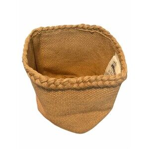 IKEA Mavinn Handmade Basket 10.25x9.75x9.75 Tan Woven Braided Polyester Flexible